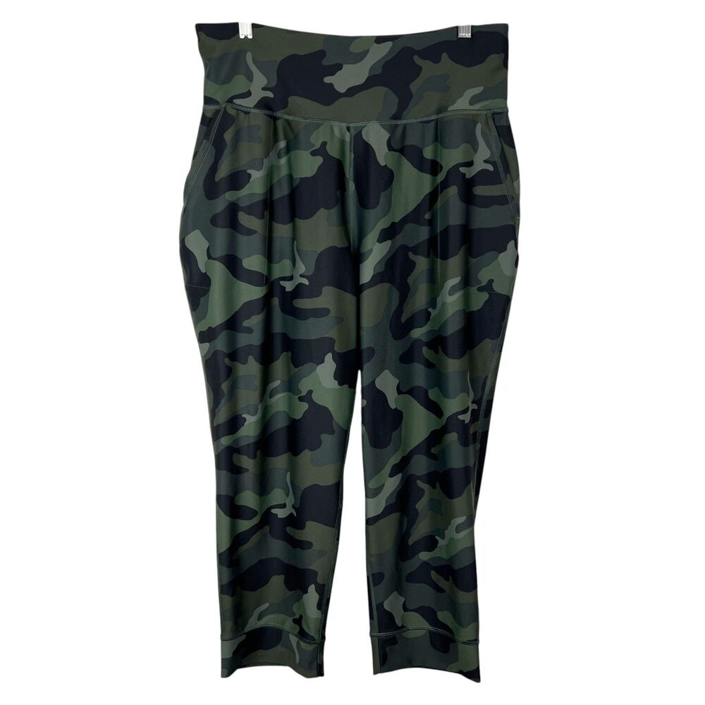 Old Navy Active Pants Women Extra Large Green Camo Powersoft Stretch Bottoms